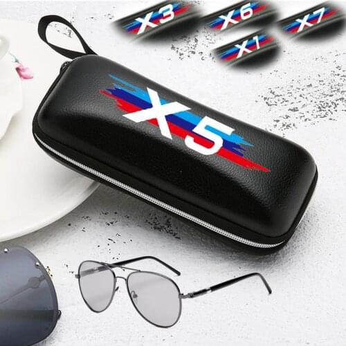 Black leather glasses case sunglasses case for BMW X5 E53 E70 F15 G05 X1 F48 X3 F25 X6 E71 X2 F39 X4 F26 X7 G07 accessories