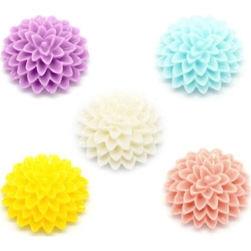 50Pcs Resin Flower Mixed colors Embellishments Cabochon Scrapbook Fashion Home Wedding Decoration Craft Resin Cabochon 15*6mm