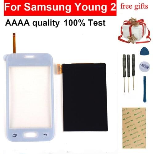 For Samsung Galaxy Young 2 Duos G130H G130 Black / White Touch Screen Digitizer Panel Glass + LCD Display Panel Module Monitor