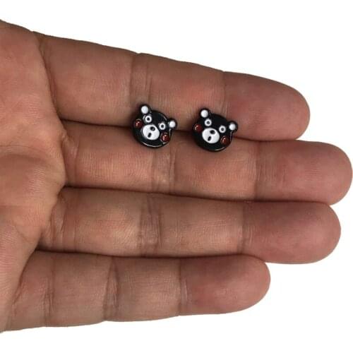 Enamel Cute black bear Stud Earrings for Women Gift
