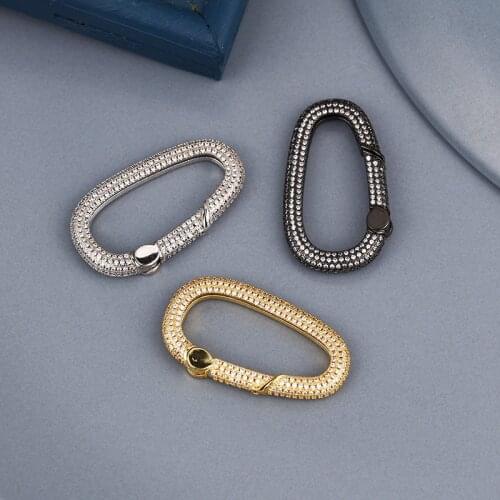 Geometric Oval Rhinestone Lobster Clasp Hooks End Connectors for Necklace Key Ring Jewelry Metal DIY Making Supplies Accessories