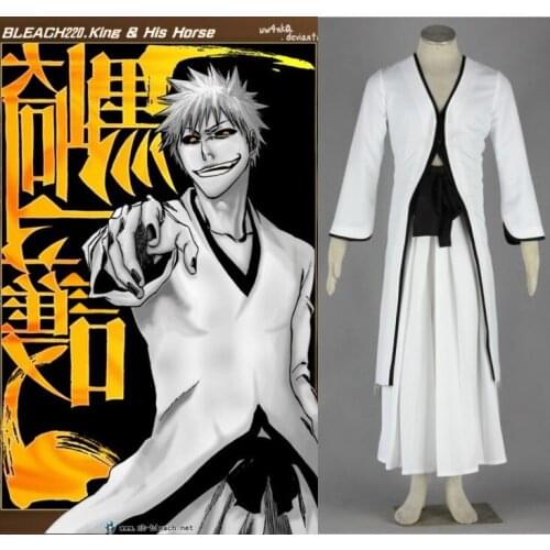 Bleach Kurosaki Ichigo Installed 1 Generation White Outfit Cosplay Costume