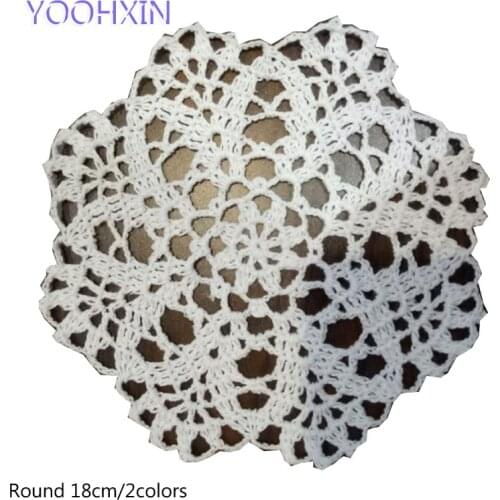 Handmade cotton placemat cup coaster mug holder kitchen dining table place mat cloth lace Crochet drink tea doily Christmas pad