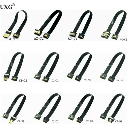 Ribbon Flat FPV HD Cable Micro HD To Mini HDMI-compatible 90 Degree Adapter 5cm-80cm FPC Pitch 20pin Plug Connector
