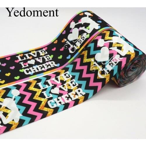 5 Yards 3'' 75MM Glow In The Dark Printed Grosgrain Ribbons For Hair Bows DIY Handmade Materials Y19102206