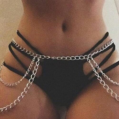 Metal Chains Heavy Industry Woman Waist ChainBelly Chains Sexy Fashion Golden Black Body Jewelry Stainless Steel Beach Dance