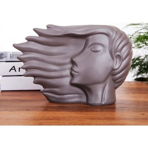 Fashion Porcelain Female Sculpture Abstractive Ceramics Belle Bust Adornment Art and Craft Accessories for Home and Office Decor