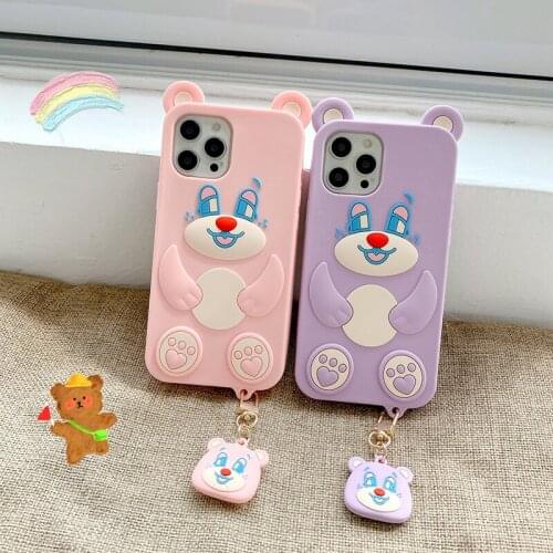 Cute Cartoon Bear Case for iPhone 12 11 Pro X XR XS Max 6 6s 7 8 Plus SE 2020 mini Lovely Baby Bear Soft Silicone Cover