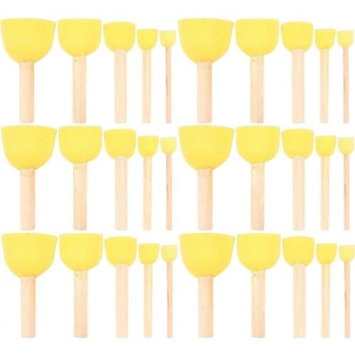 Pack of 30 Round Foam Sponge Paint Brush Set - Stencil Brush Value Pack - 5 Different Sizes - Great for Kids Arts and Crafts