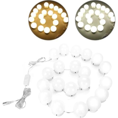 20Pcs Adjustable LED Mirror Light Lamp Vanity Bulbs Kit Makeup Dressing Dimming Decoration Light Blubs Professional Beauty Tool