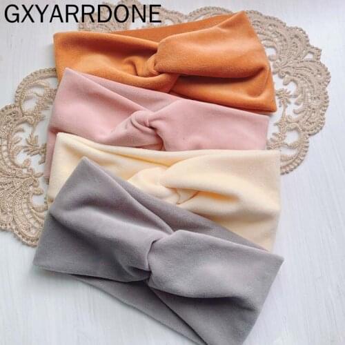 New Arrivals Velvet Cross Knot Headbands Women Top Knot Headband Twisted Warm Stretch Hair Bands Turban Girls Hair Accessories