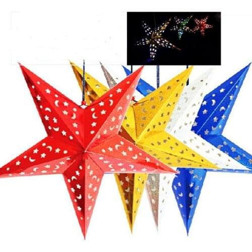 New Arrive Christmas Ornament 30cm Paper five-star star lampshade Christmas scene layout Paper Decorations SN1717