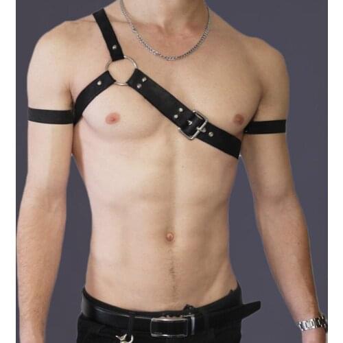 Sexy Leather Lingerie Harness BDSM Bondage Erotic Belt Gay Fetish Adjustable Chest Crop Top Club Cosplay Party Suspender Male