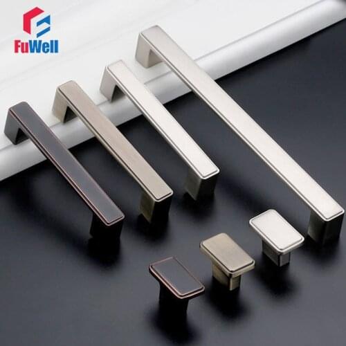 Furniture Door Handle Zinc Alloy Cabinet Handle Pulls Knob 96/128/192mm Hole Pitch Kitchen Cupboard Drawer Furniture Handle