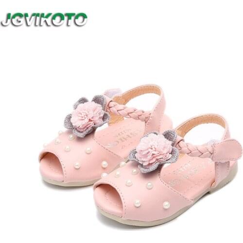 Baby Girl Sandals Floral With Beading Children Shoes Kids Summer Sandals Soft Fashion Princess For Wedding Party Girls Sandals