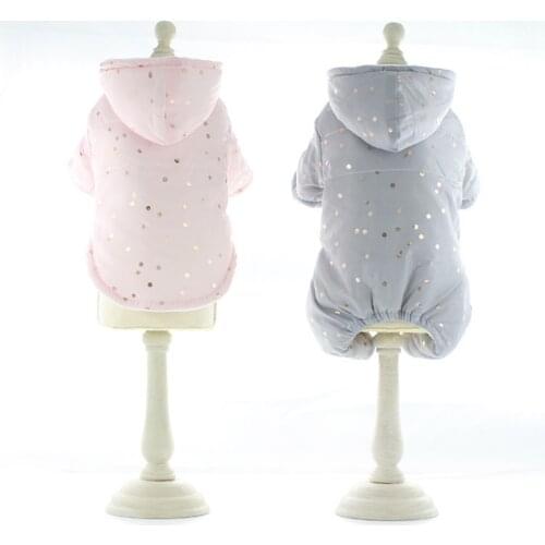 Dog Jumpsuit Warm Winter Bronzing Silk Floss Couple Style Super Soft Dog Coats Hood XS S M L XL