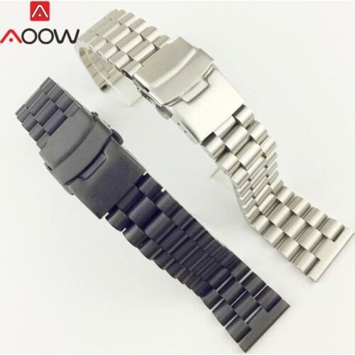 Solid Stainless Steel Strap 20mm 22mm Folding Buckle with safety Men Matte Metal Replacement Band Watch Accessories for Seiko