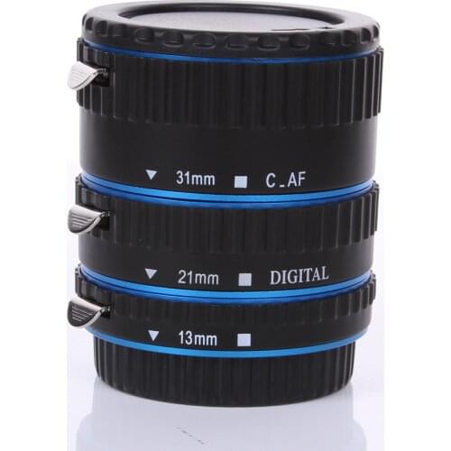 Blue Metal Mount Auto Focus AF Macro Extension Tube Ring for Canon EOS EF-S Lens 100D 60D 70D 550D 600D 6D 7D T5i T4i
