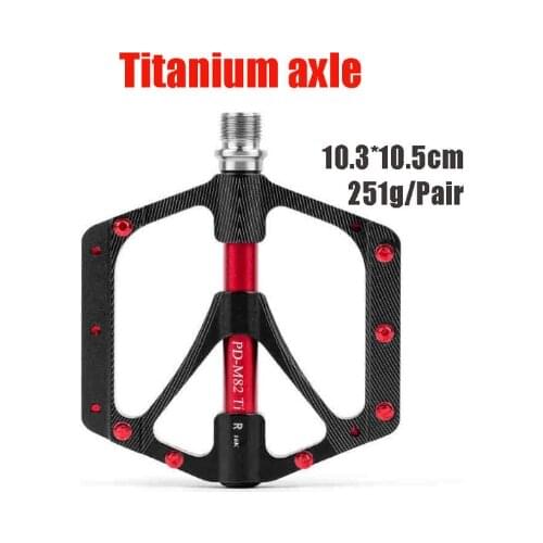 251g Ti Axle Ultra-light Bicycle Pedals CNC Magnesium Alloy Mountain Bike Pedals Widen Titanium Pedal Road MTB 6 Bearings Black