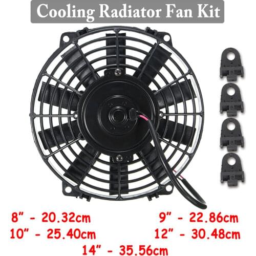 8 9 10 12 14 Inch Universal Slim Fan Push Pull Electric Radiator Fan Cooling & mounting kit 12V 80W 2100RPM