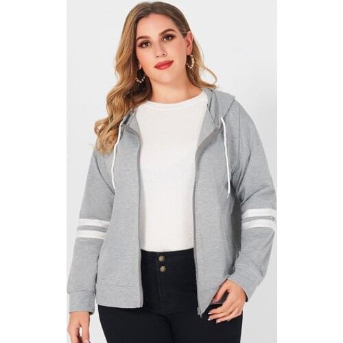 Spring Ladies Fashion Leisure Sports All-match Hooded Stitching Short Large Size Baseball Uniform Womens Sweater Jacket