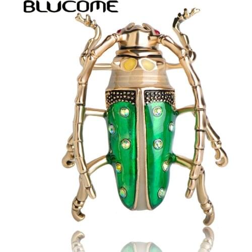 Blucome Vintage Blue Insect Brooch Cicada Brooches Women Kids Gifts For Clothes Accessories Alloy Enamel Corsage Pins Jewelry