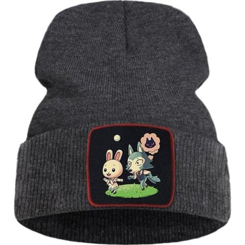Hot Sale Knitted Hat Unisex Creativity Beanie Cap Warm Cotton Street Hedging Caps BEASTARS Japan Anime Kawaii Brimless Hats