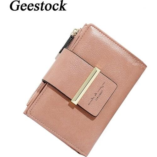 Geestock Womens Wallet for PU Leather Card Holder Ladies Wallets Zipper Coin Pocket Card Holders Purses Pocket
