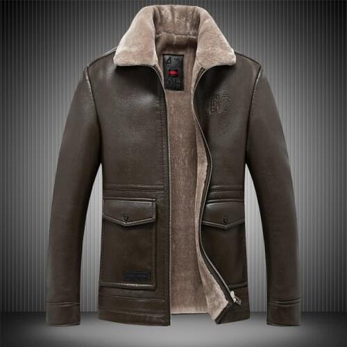 Winter Newest Biker 2020 Warm Thicking Fleece Zipper Bomber Jacket Men Faux motorcycle Leather Coat 4XL 1803