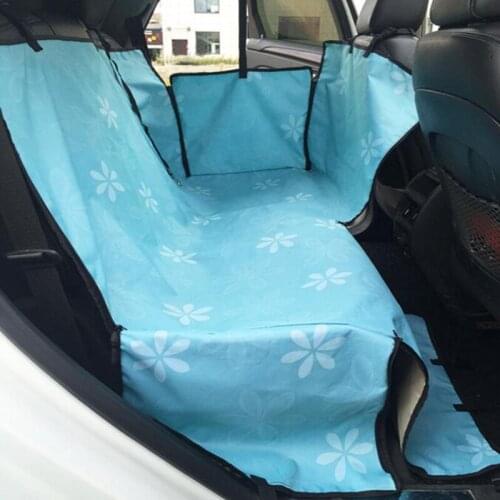 1PC Blue Floral Pet Dog Car Seat Cover Pad Pet Rear Seat Cushion Mat Blanket Hammock Safe Dog Car Seat Back Protector Waterproof