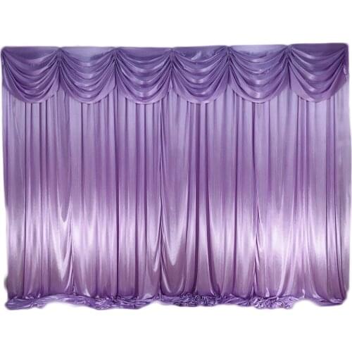 3X3M 10X10FT 3X6M 10X20FT Ice Silk Fabric Backdrop Drapes Stage Curtains With Swags For Wedding Event Party Banquet Decoration