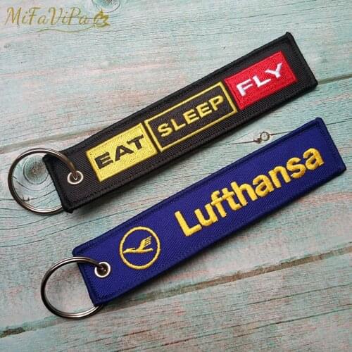 MiFaViPa Blue Fashion Trinket 2 PCS Keyring EAT SLEEP FLY Aviator Keychain Aircraft Key Chain Aviation Pilot Keychains