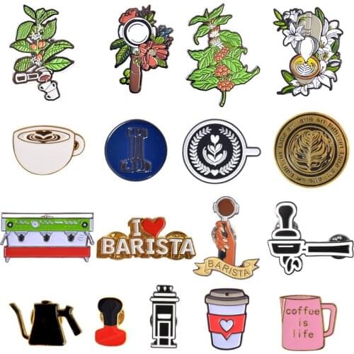 Espresso Barista Coffee Brooch Mini Metal Retro Broochess Beautiful Badge Cafe Gift Coffee Birthday Prerent Competition Souvenir