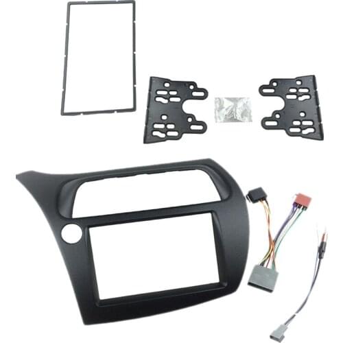 For Honda Civic Double Din Fascia Radio Dvd Stereo Cd Panel Dash Mounting Installation Trim Kit Face Frame Bezel with Wire Harne