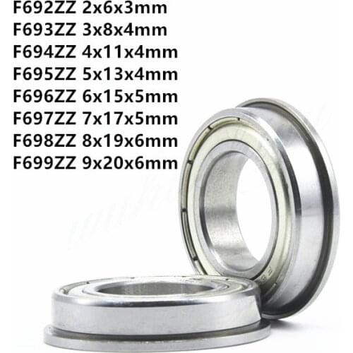 5pcs F692ZZ F693ZZ F694ZZ F695ZZ F696ZZ F697ZZ F698ZZ F699ZZ Flange Ball Bearing Metal Shielded Flanged Bearings