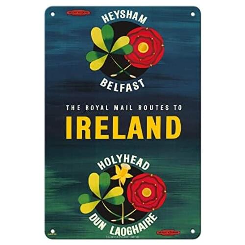 Ireland - Royal Mail Routes - British Railways - Railroad Travel Poster by Shearing c.1957- Metal Sign