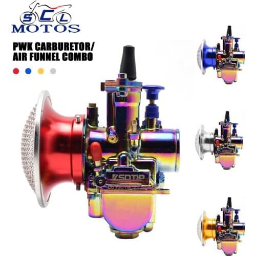 Sclmotos- Carburateur PWK Motocross Carburetor Carb 21 24 26 28 30mm with 50mm Air Filter Cup For Kawasaki Moped Moto 125CC Race