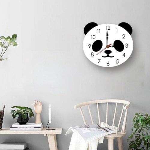 Creative cartoon mural clock modern acrylic watch National Treasury panda cute small wall watch family decoration childrens