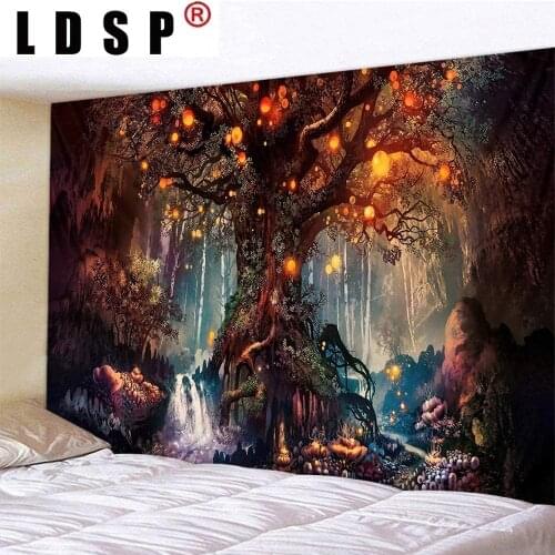 LDSP Wishing Lantern Tree Tapestry Wall Hanging Covering Rugs Background Cloth Beach Mat Blanket Art Bedroom Dorm Home Decor