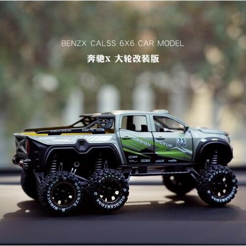 1/32 Alloy Benz X-Class Off-road Pickup Truck Model Simulation Big Six-wheel Shock Absorber Childrens Toy Car Collections