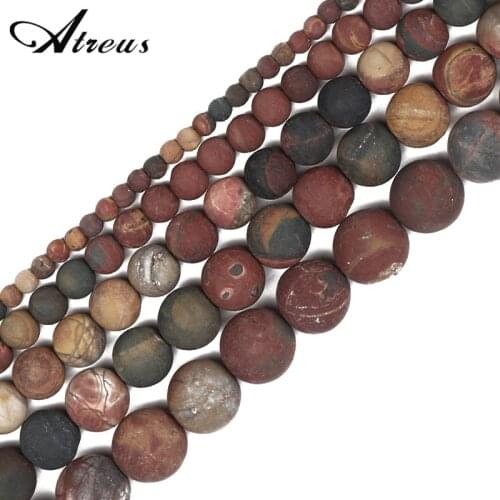 New 4-12mm Matte Natural Stone Round Beads Polychromatic Picasso Fashion Atreus For Jewelry Making Suitable For Men Or Women