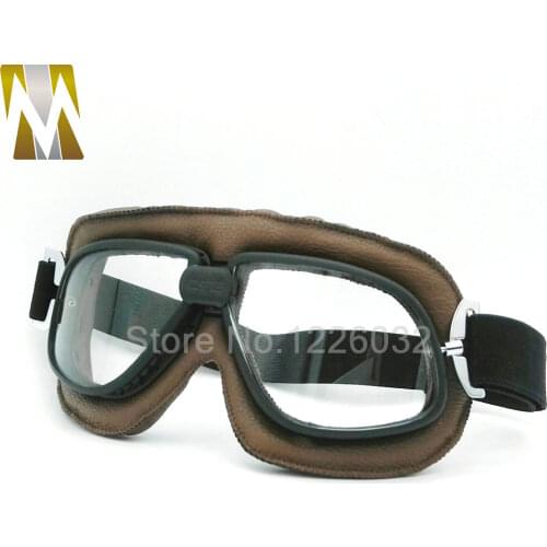 NEW Arrival WWII Vintage motorcycle goggles Pilot Motorbike goggles Retro Jet Helmet Eyewear 5 color lenses
