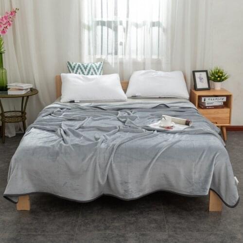 Solid Color Flannel Blanket 250G Edging Single Layer Double-Sided Velvet Four Seasons Thin Blanket Thermal Bed Sheet