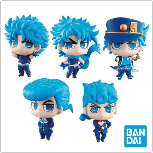 In Stock Original 5Pcs Bandai All Jojo Bizarre Adventure Blue Color Joutarou Gashapon Toy Action Anime Figure Toys for Boys Gift