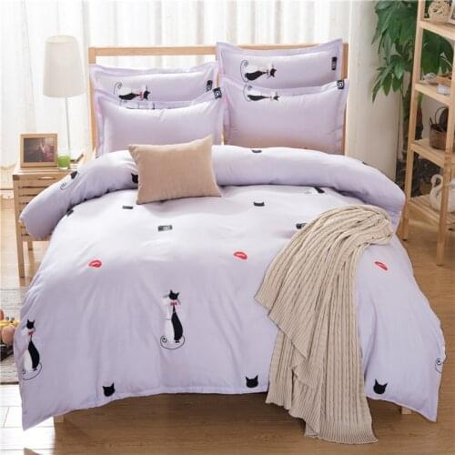 2020 Cartoon cat Duvet Cover 220x240 Pillowcase 3Pcs， Quilt Cover 150x200 Bed Cover，Blanket Cover，Queen King Size Bedding Set