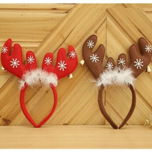 Elk Christmas Headband with Bell Hair Accessories for Girls Horns Headband Xmas Costume Party Gifts Cosplay Photography Props