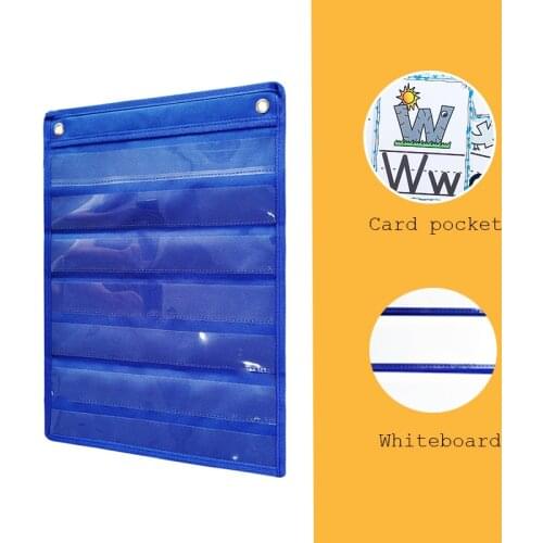 Blue Magnetic Pocket Chart With 10 Dry Erase Cards For Standards Daily Schedule Easy Mounting Space Saving Home Standard