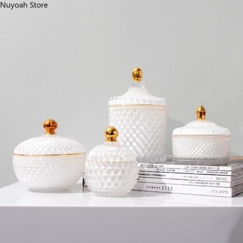 Modern Light Luxury Glass Jar Creative Living Room Coffee Table Desktop Decoration Decorative Jar Storage Candy Storage Jar
