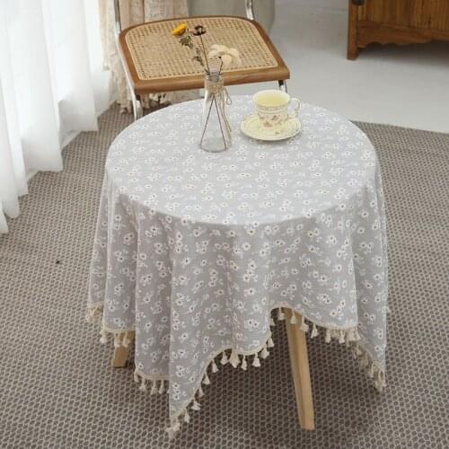 Embroidery Daisy Tablecloth Simple Pastoral Table cloth Linen table cloths for events Floral Tablecloth Home Dining table decor