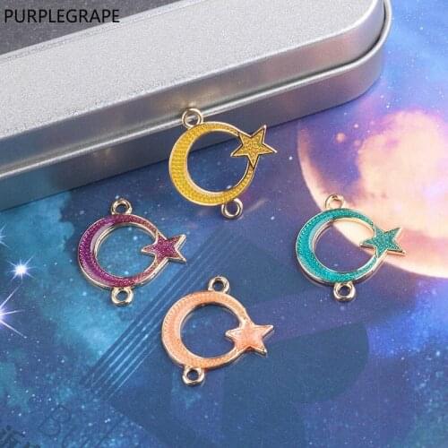 PURPLEGRAPE DIY Jewelry hair Accessories Drop Alloy Star Moon Double Hanging Earrings Pendant Hair 10pcs